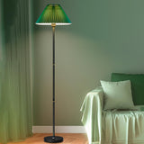 Contemporary Green Pleated Metal Column Floor Light Image - 1