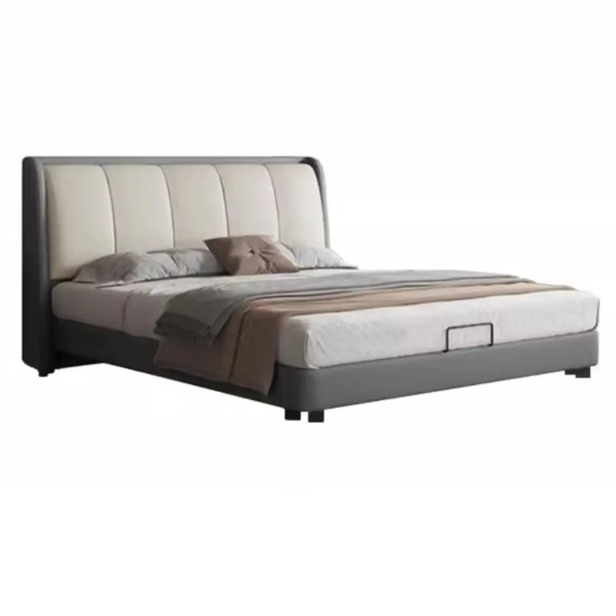 Contemporary Grey Untufted King Storage Platform Bed Image - 4