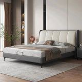 Contemporary Grey Untufted King Storage Platform Bed Image - 6