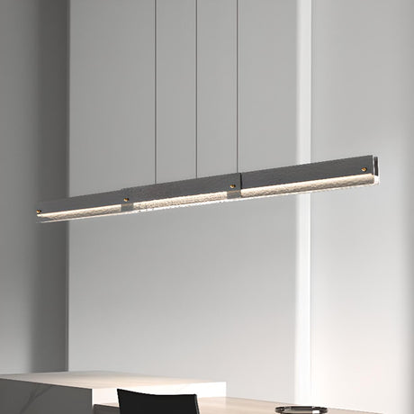 Contemporary Hammered Metal Linear LED Pendant Light Image - 1