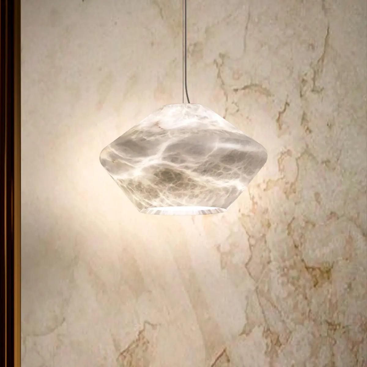 Contemporary Hexagon Alabaster Bedroom Pendant Light Image - 3