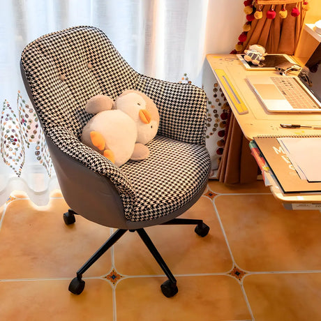 Contemporary Houndstooth Office Chair with Wheels Image - 1