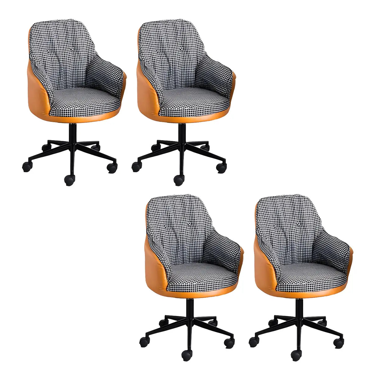 Contemporary Houndstooth Office Chair with Wheels Image - 37