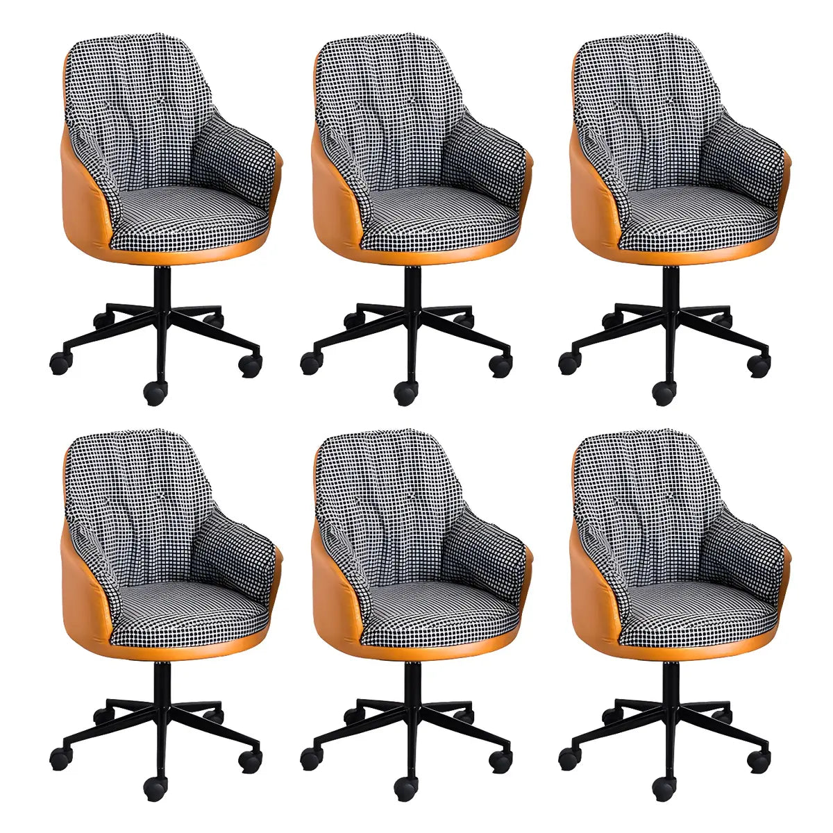 Contemporary Houndstooth Office Chair with Wheels Image - 38