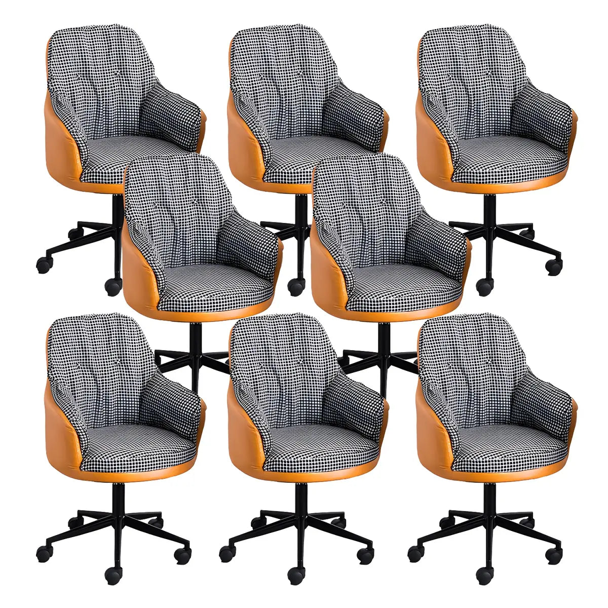 Contemporary Houndstooth Office Chair with Wheels Image - 39