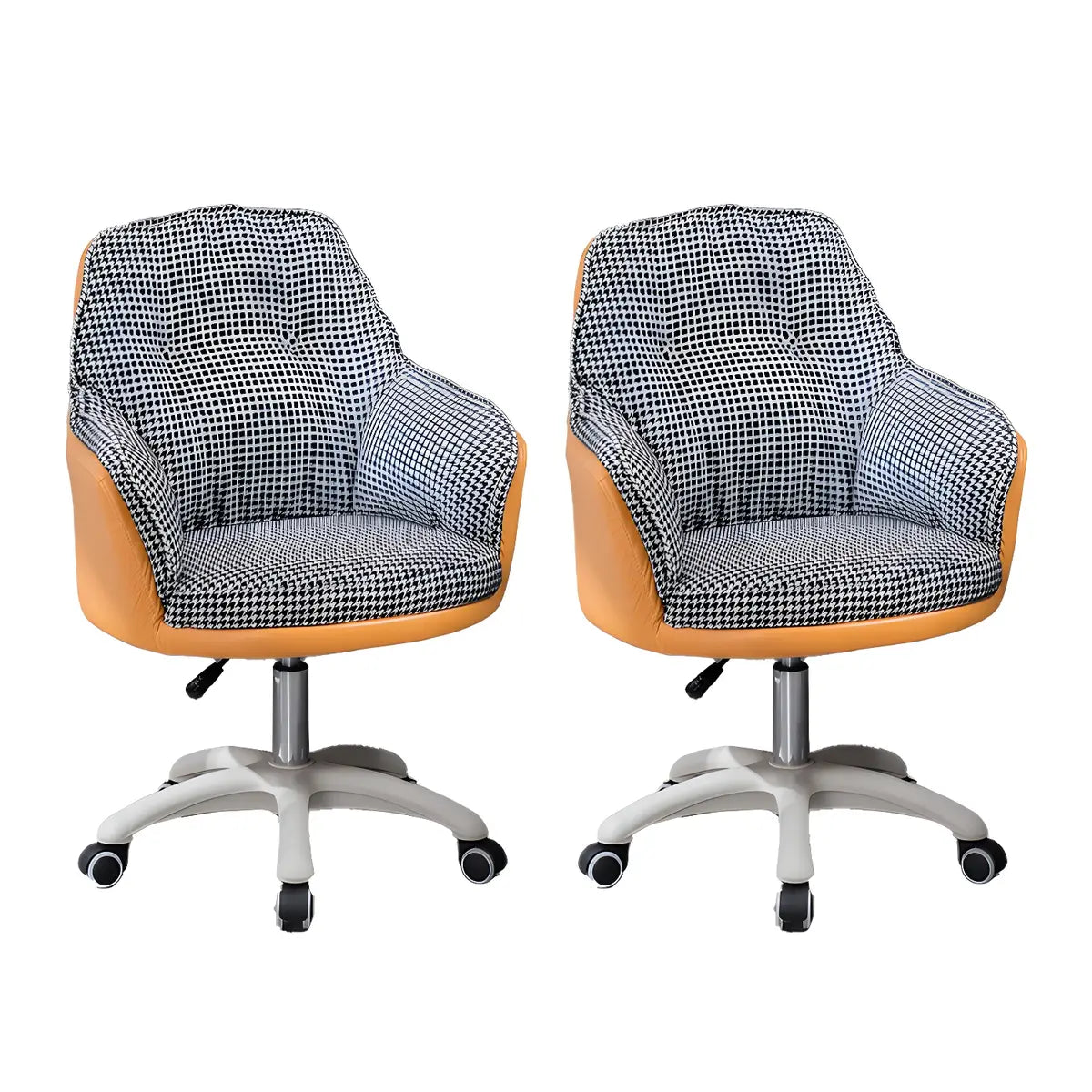 Contemporary Houndstooth Office Chair with Wheels Image - 76