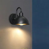 Contemporary Iron Black Dome External Wall LED Sconce Image - 1