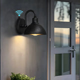 Contemporary Iron Black Dome External Wall LED Sconce Image - 11