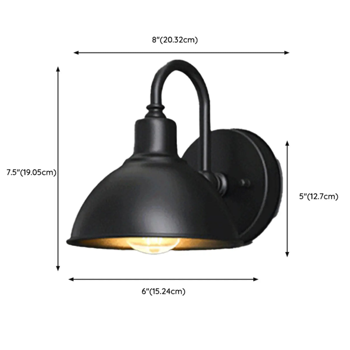 Contemporary Iron Black Dome External Wall LED Sconce 