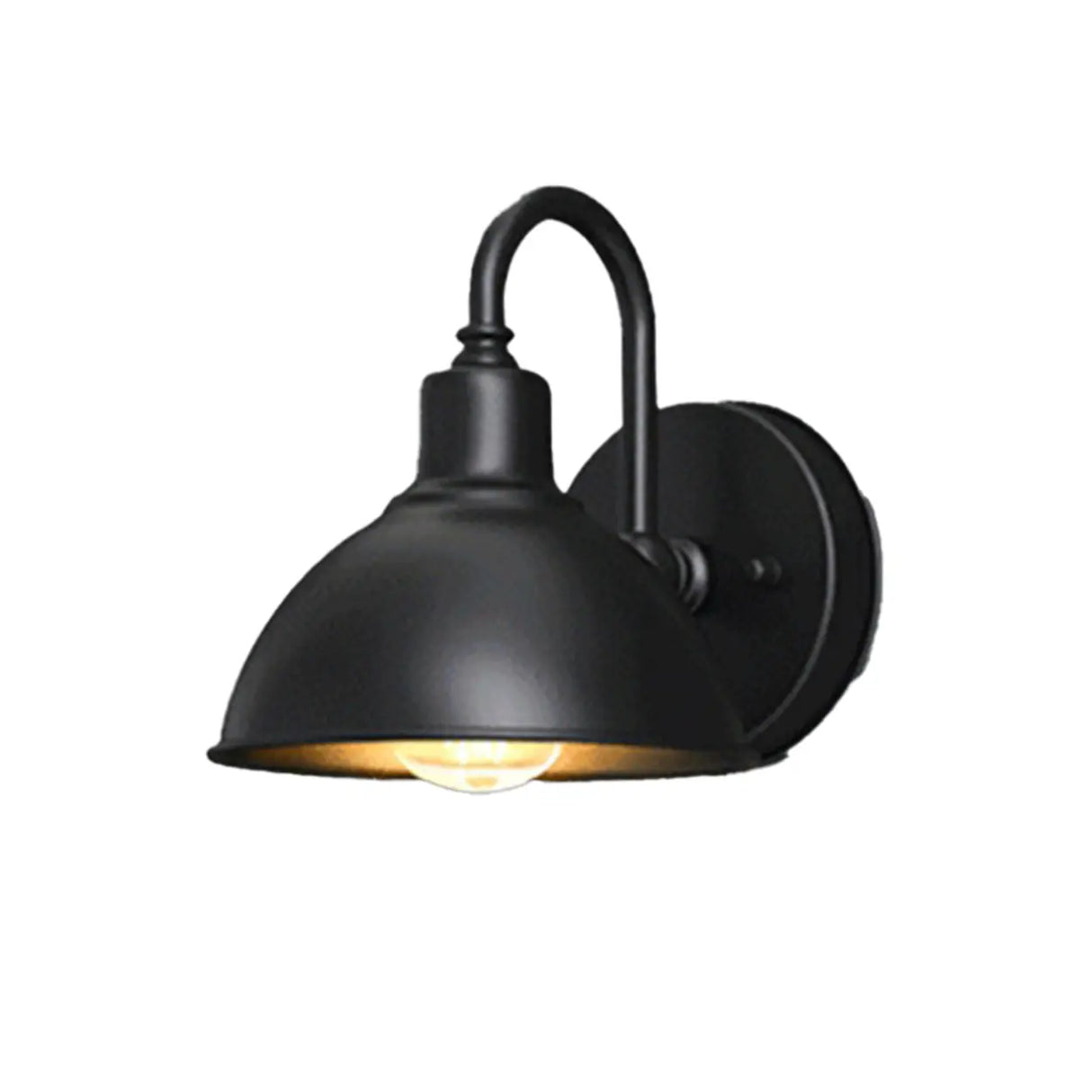 Contemporary Iron Black Dome External Wall LED Sconce Image - 6