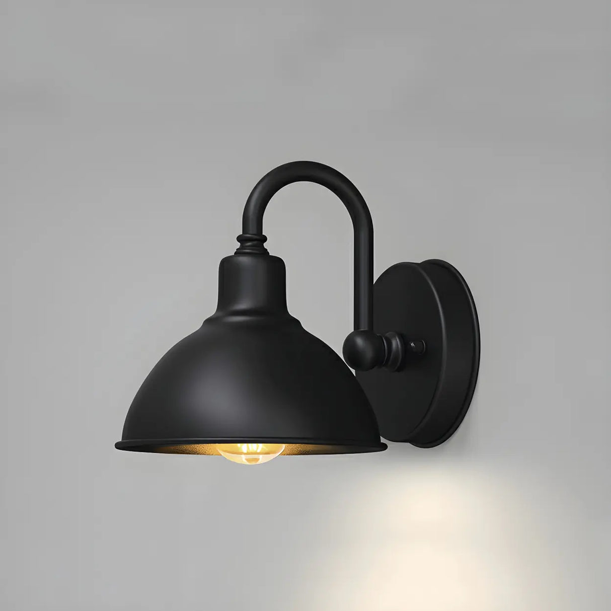 Contemporary Iron Black Dome External Wall LED Sconce Image - 7