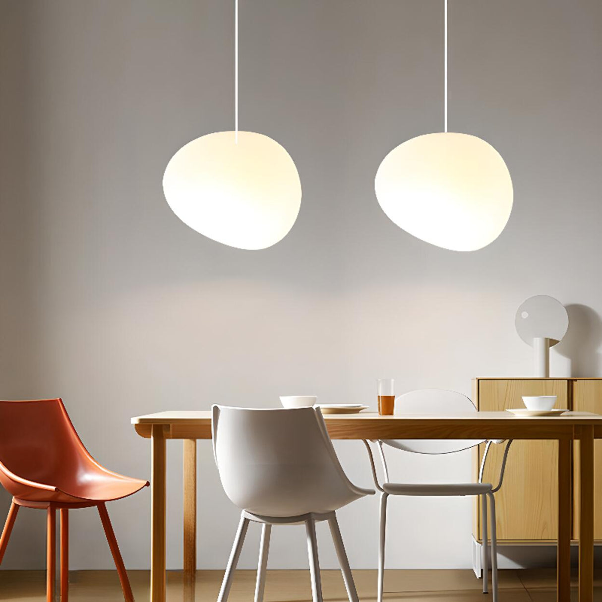 Contemporary Irregular White Resin Pendant Light Image - 1