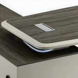 Contemporary L-Shape Gray Wood Cabinet Executive Desk Image - 8