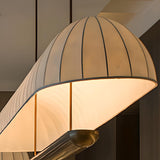 Contemporary Large Arched Fabric Island Pendant Light Image - 8