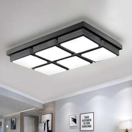 Contemporary Large Black Rectangle Flush Mount Light Image - 1