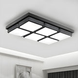 Contemporary Large Black Rectangle Flush Mount Light Image - 2