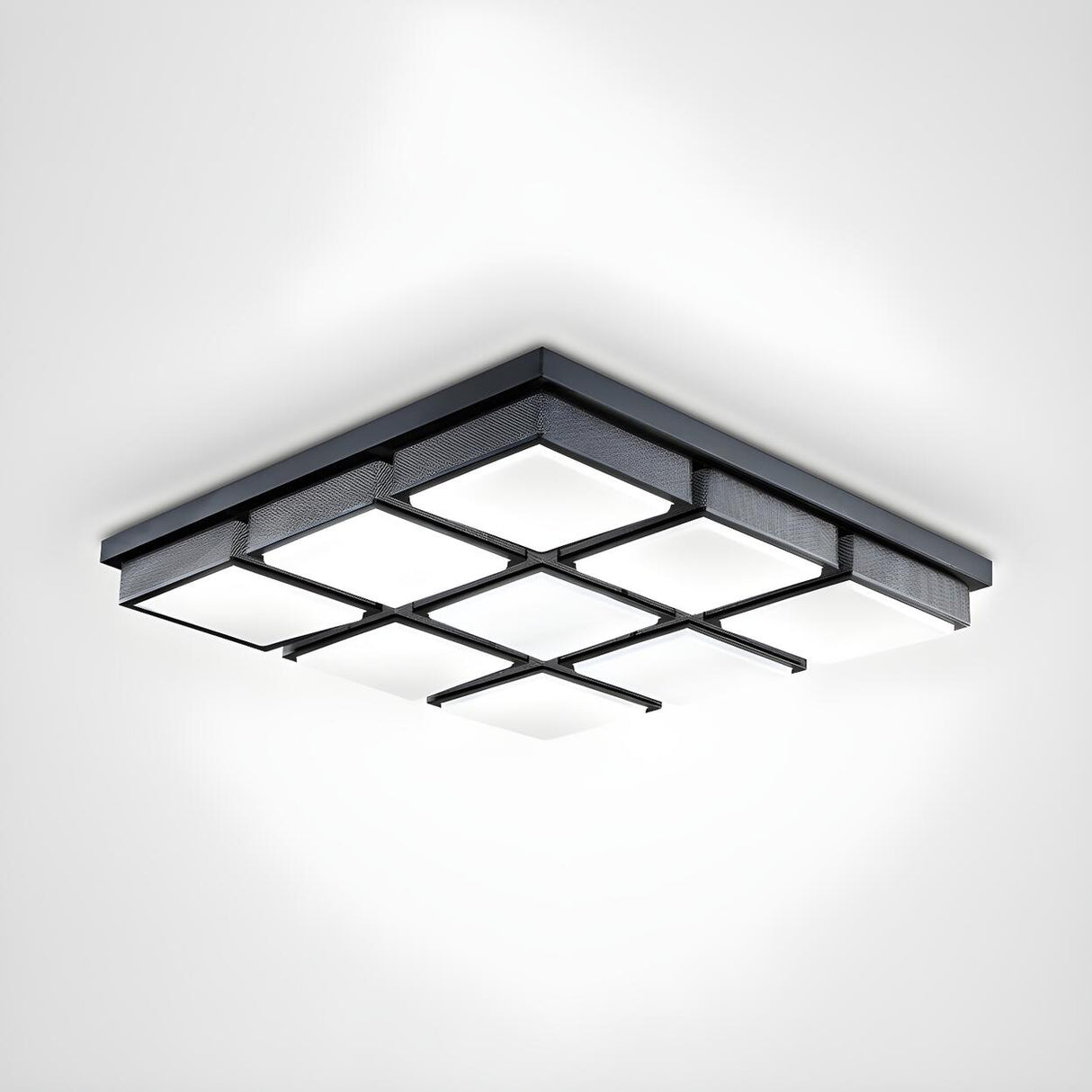 Contemporary Large Black Rectangle Flush Mount Light Image - 9