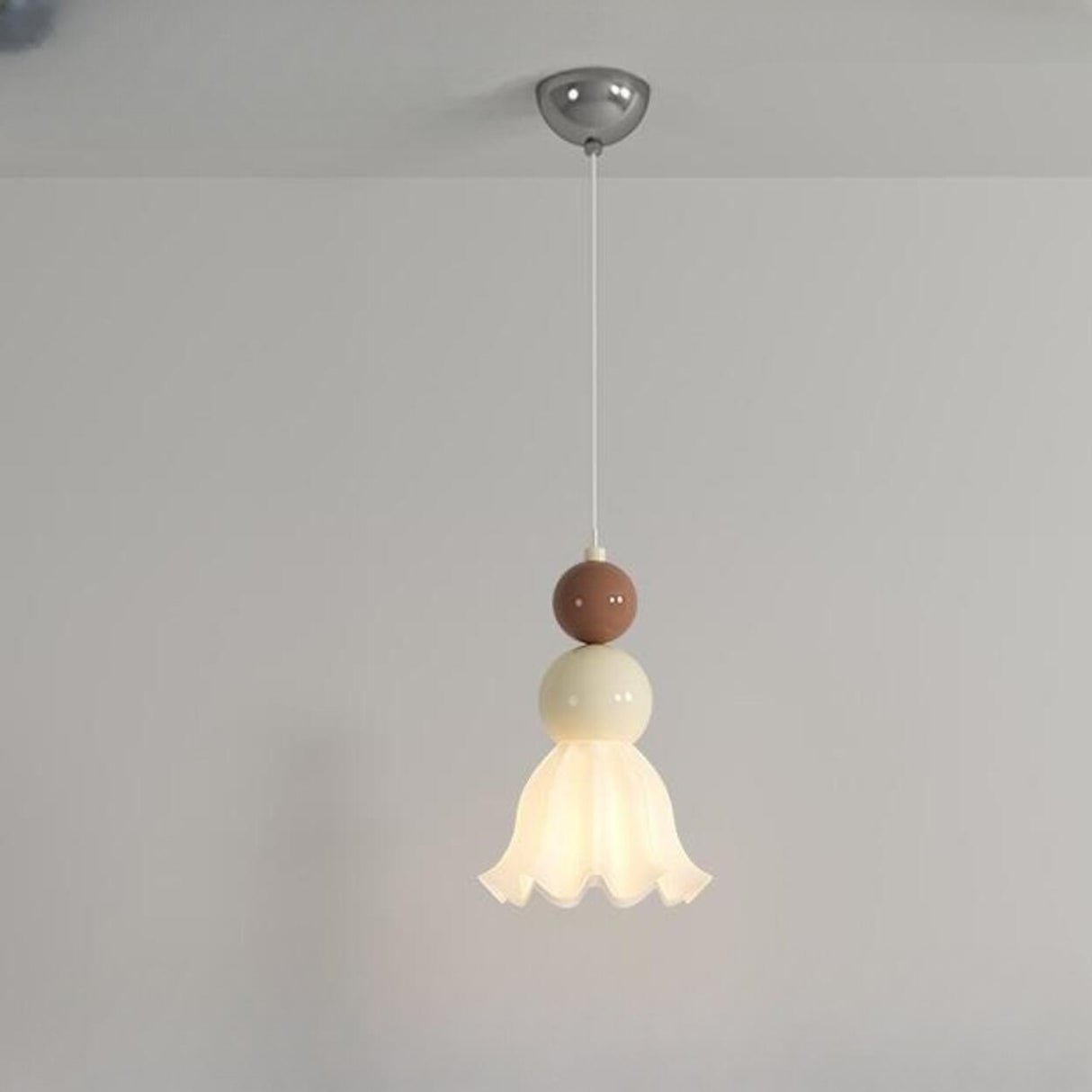 Contemporary Layered Beads Tulip Shape Glass Pendant Light Image - 16