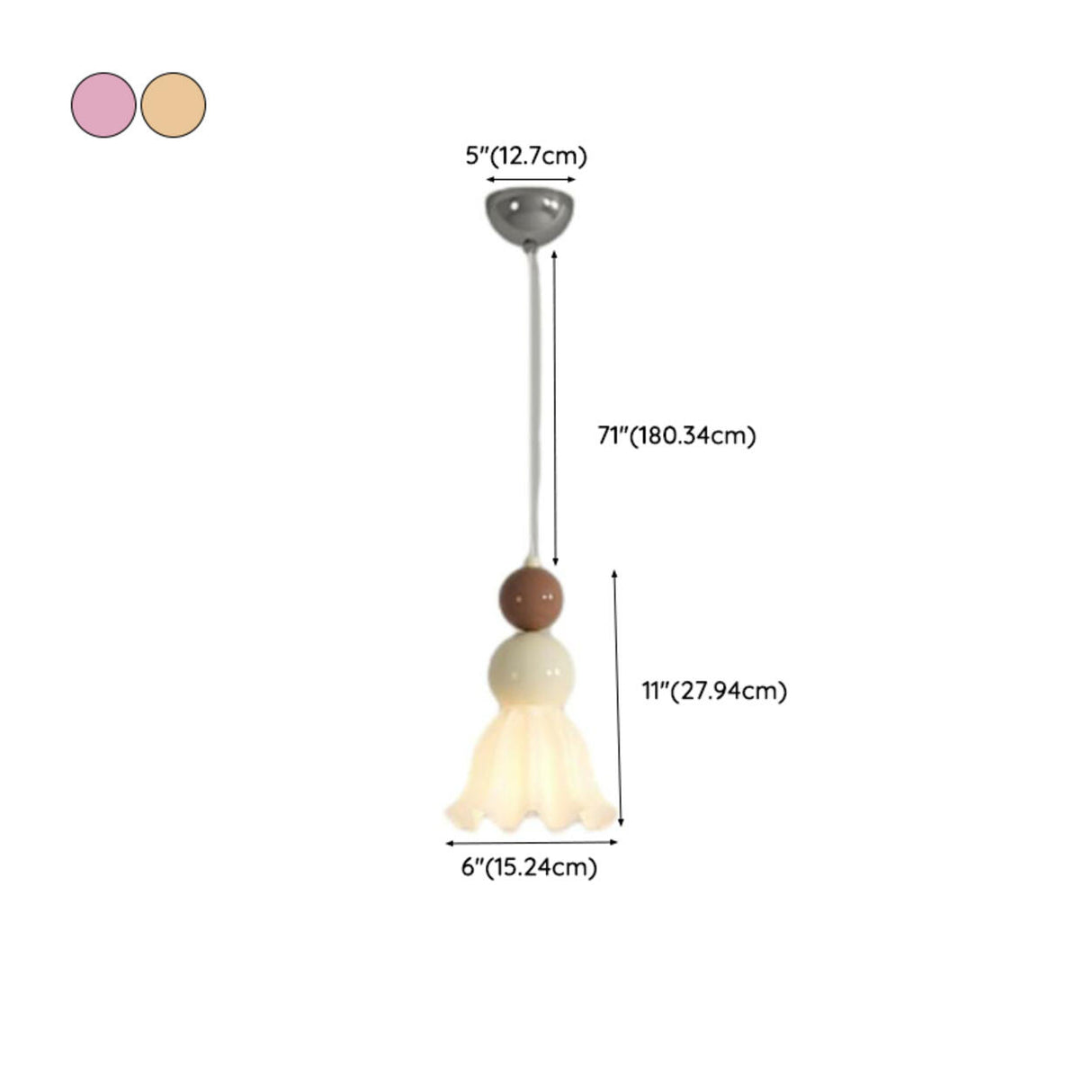 Contemporary Layered Beads Tulip Shape Glass Pendant Light 