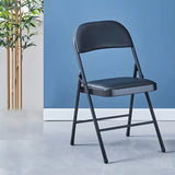 Contemporary Leather Folding Metal Armless Office Chair Image - 10