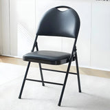 Contemporary Leather Folding Metal Armless Office Chair Image - 11