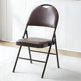 Contemporary Leather Folding Metal Armless Office Chair Image - 17