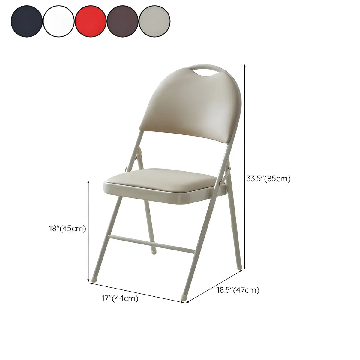 Contemporary Leather Folding Metal Armless Office Chair 