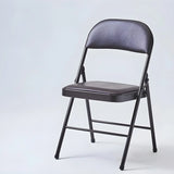 Contemporary Leather Folding Metal Armless Office Chair Image - 6