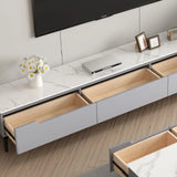 Contemporary Light Gray Stone TV Stand with Drawers Image - 11