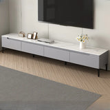 Contemporary Light Gray Stone TV Stand with Drawers Image - 3