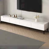 Contemporary Light Gray Stone TV Stand with Drawers Image - 7