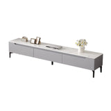 Contemporary Light Gray Stone TV Stand with Drawers Image - 9