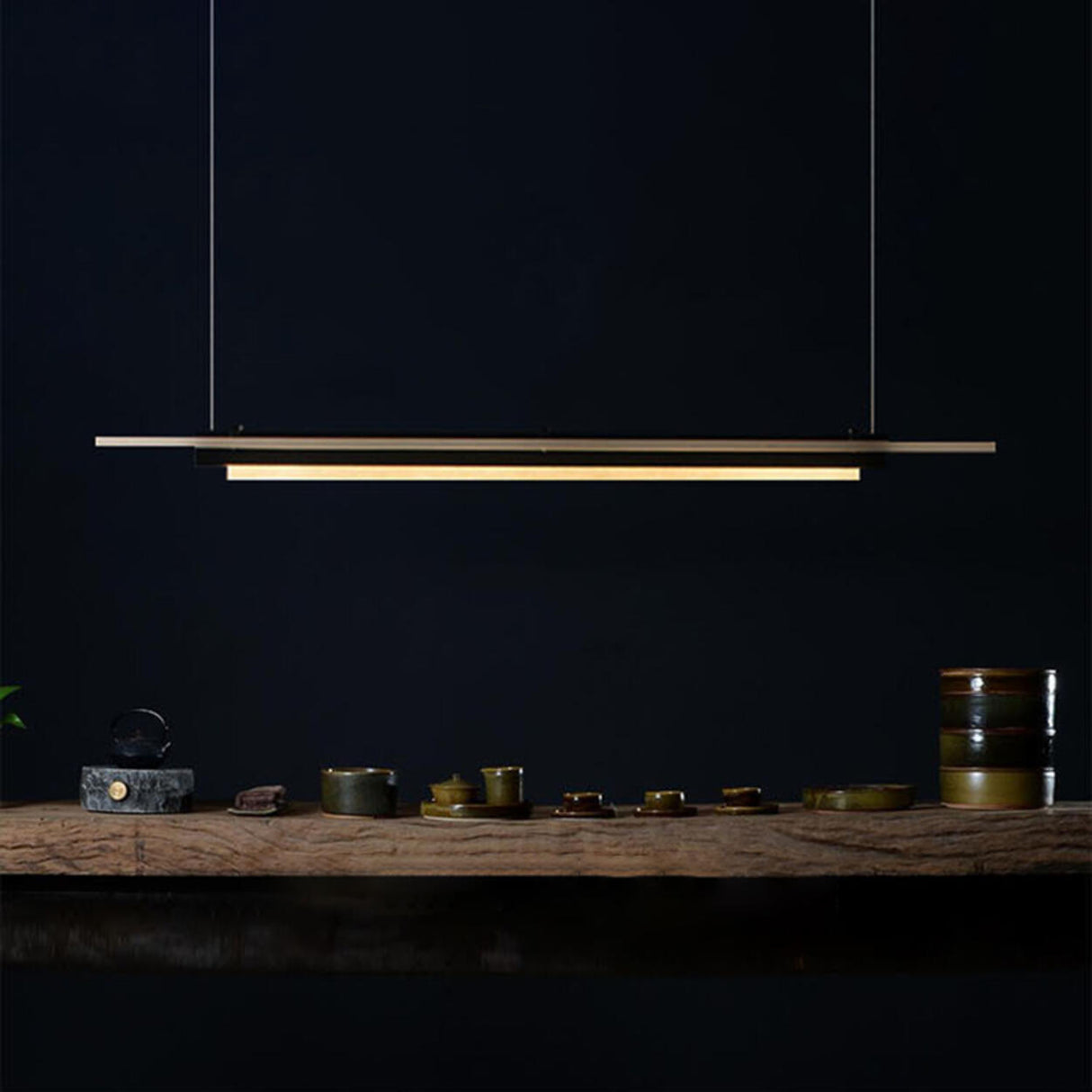 Contemporary Linear Adjustable Island Pendant Light Image - 9