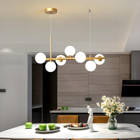 Contemporary Linear Glass Globe Island Pendant Light Image - 1