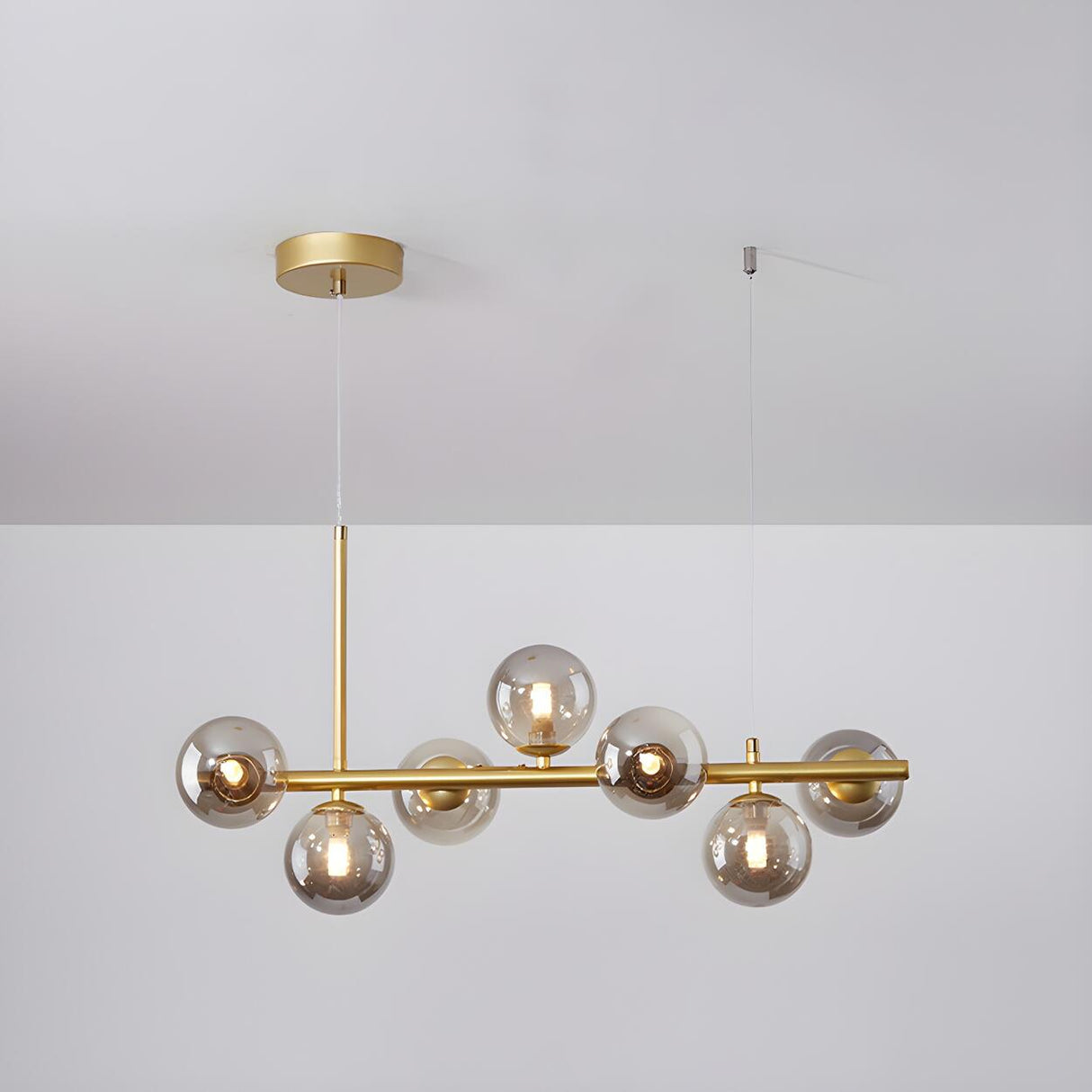 Contemporary Linear Glass Globe Island Pendant Light Image - 18