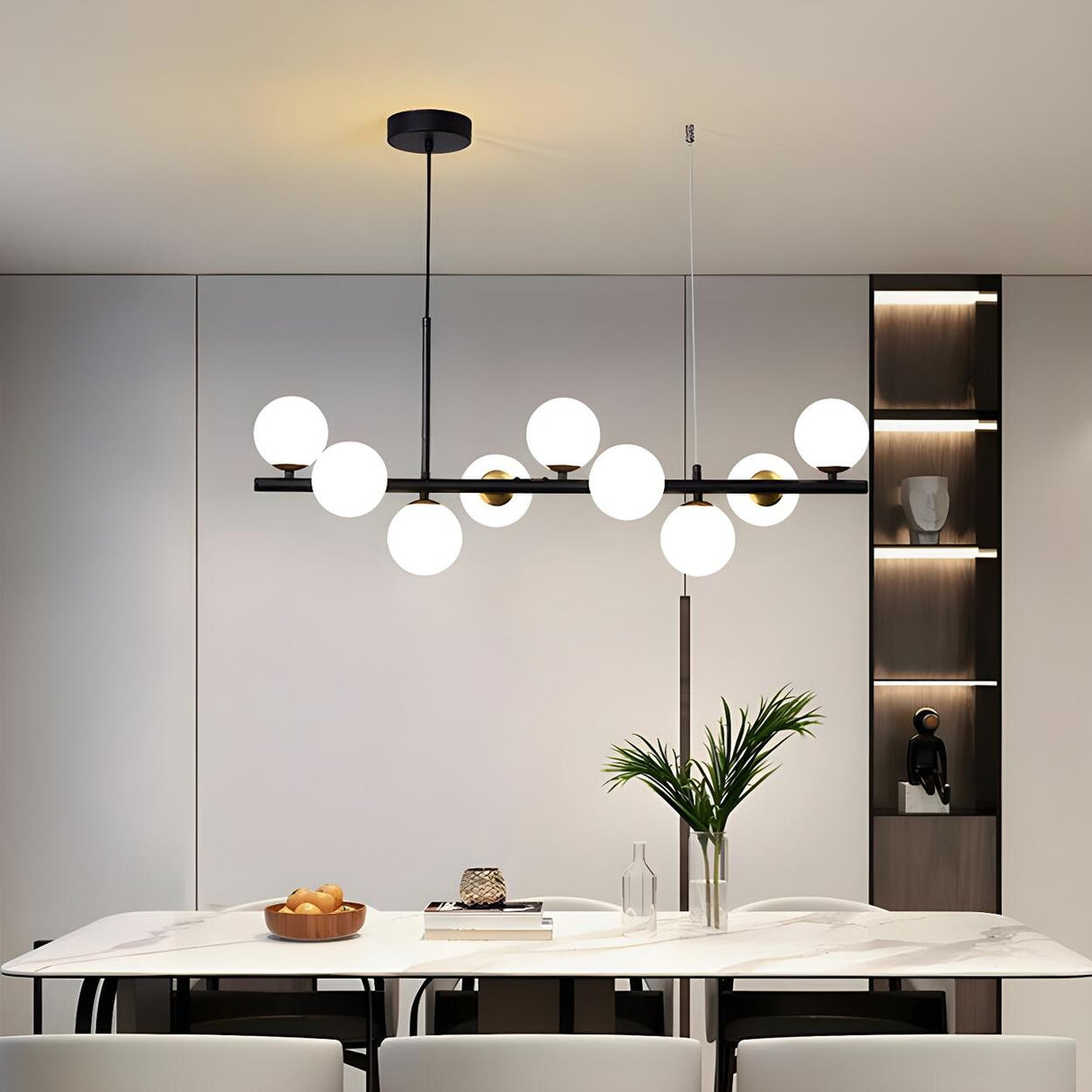 Contemporary Linear Glass Globe Island Pendant Light Image - 19