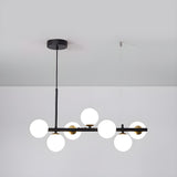 Contemporary Linear Glass Globe Island Pendant Light Image - 2