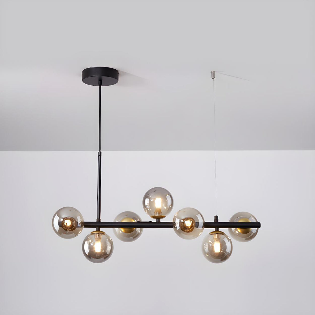 Contemporary Linear Glass Globe Island Pendant Light Image - 26