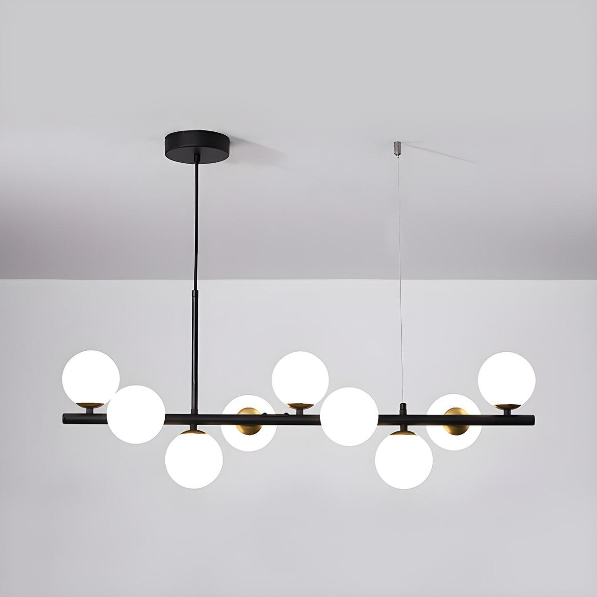 Contemporary Linear Glass Globe Island Pendant Light Image - 3