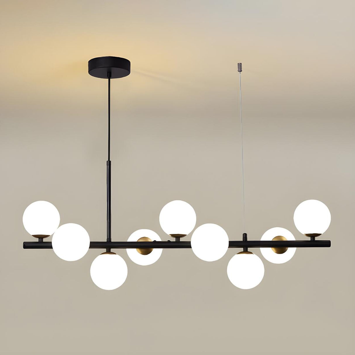 Contemporary Linear Glass Globe Island Pendant Light Image - 8