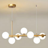 Contemporary Linear Glass Globe Island Pendant Light Image - 9