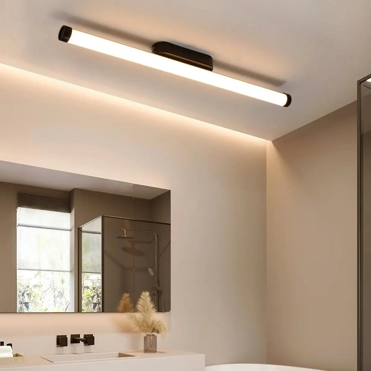 Contemporary Linear LED Bathroom Black Vanity Light Image - 1