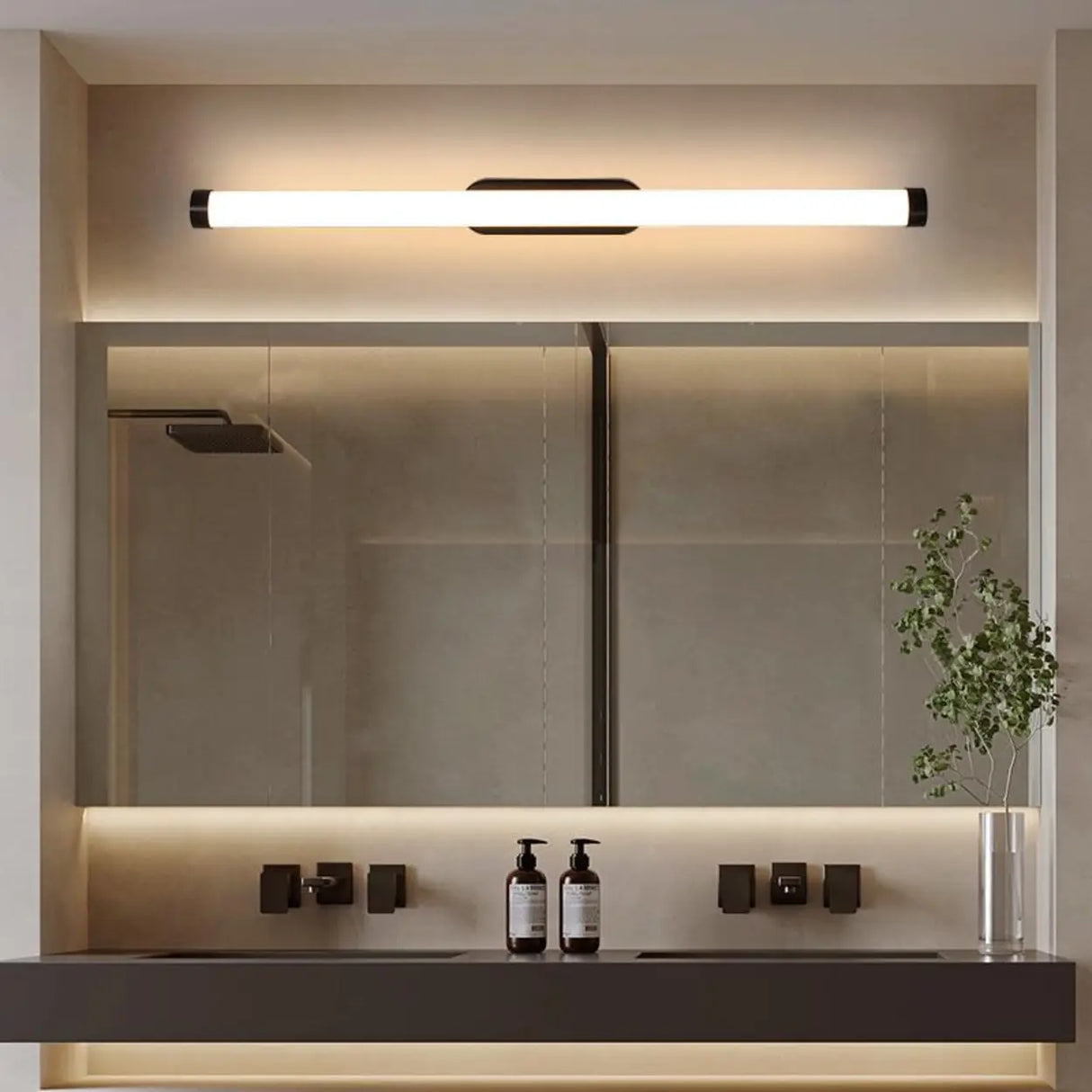 Contemporary Linear LED Bathroom Black Vanity Light Image - 4