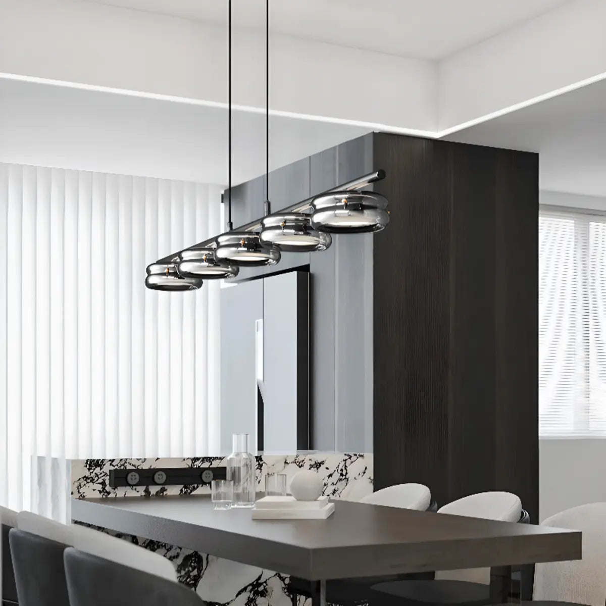 Modern 5-Light Linear Dining Island Pendant Light Image - 4