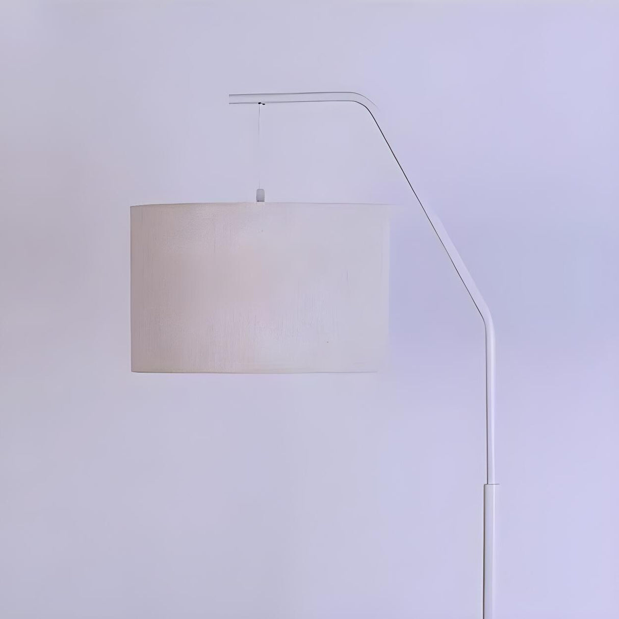 Contemporary Linen Cylinder Shade Arc Floor Lamp Image - 10