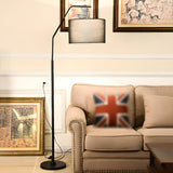 Contemporary Linen Cylinder Shade Arc Floor Lamp Image - 2