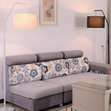 Contemporary Linen Cylinder Shade Arc Floor Lamp Image - 4