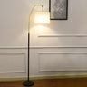 Contemporary Linen Cylinder Shade Arc Floor Lamp Image - 7