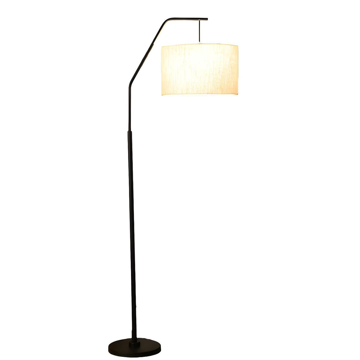 Contemporary Linen Cylinder Shade Arc Floor Lamp Image - 9