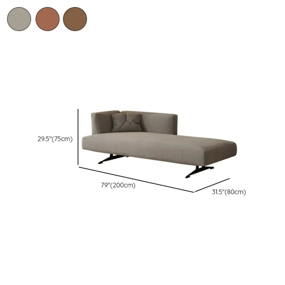 Contemporary Living Room Gray Fabric Left-Arm Chaise 